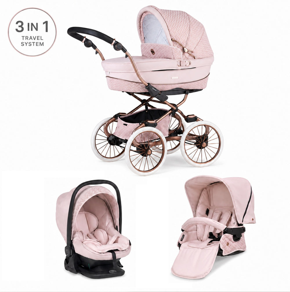 Bebecar Stylo Woven Pink 3 in 1 Travel System - New 2026 Prive Range