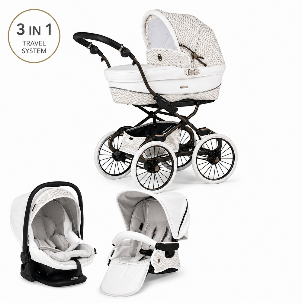Bebecar Stylo Woven White 3 in 1 Travel System - New 2026 Prive Range