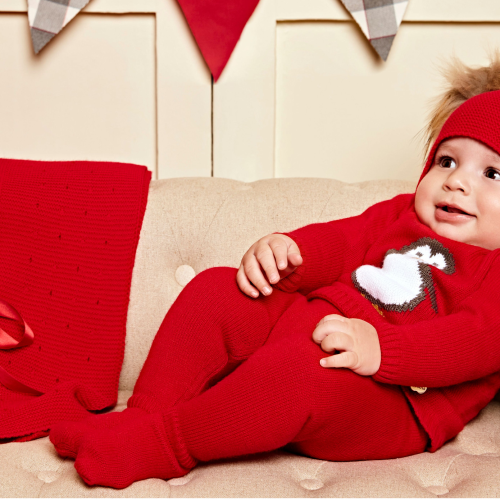 Juliana Knitted Red Penguin Baby Boys Set-0