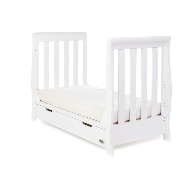 OBaby Stamford Mini Sleigh Cot Bed - White toddler bed-3