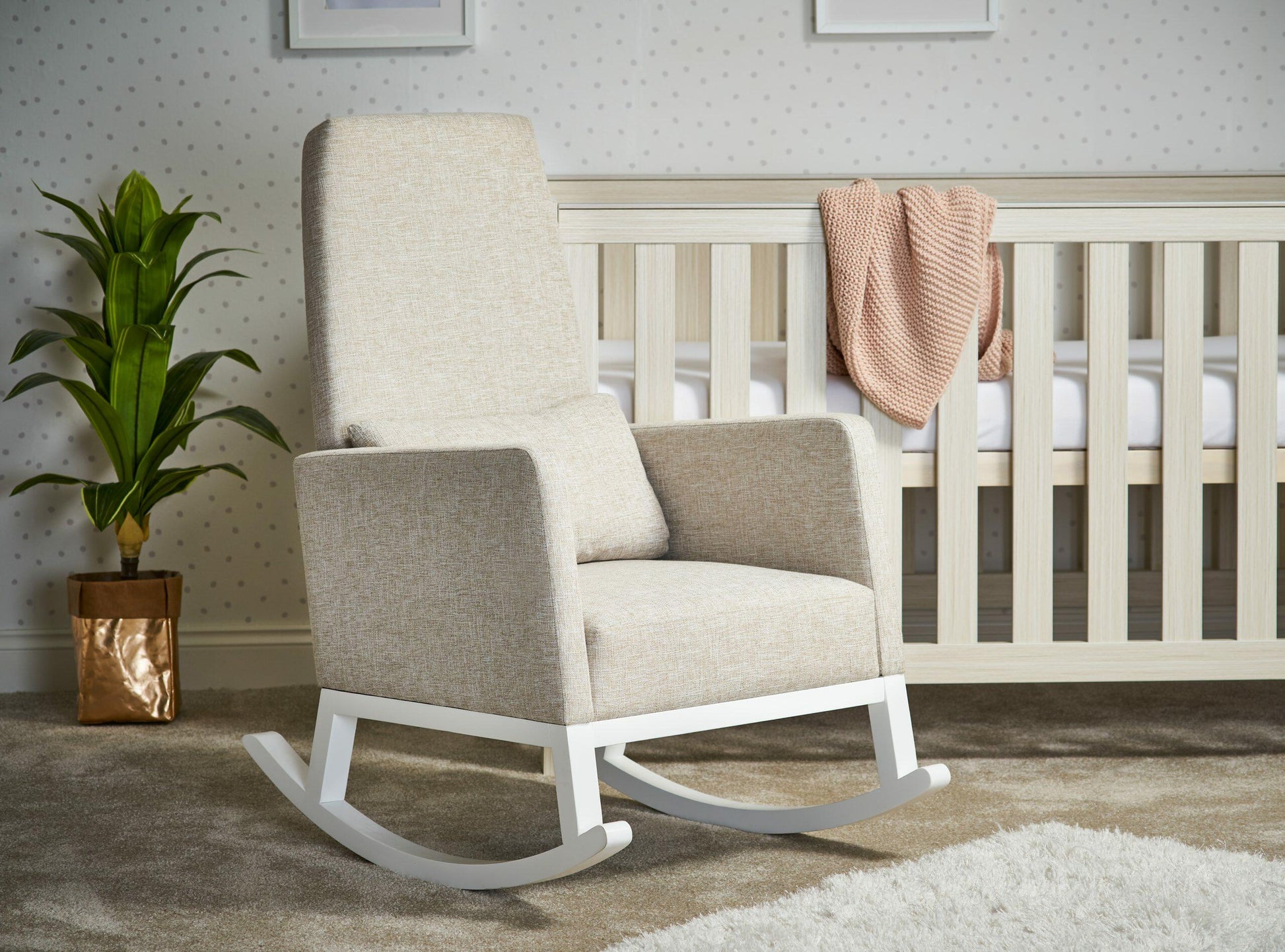 OBaby High Back rocking Nursery Chair in Oatmeal-3