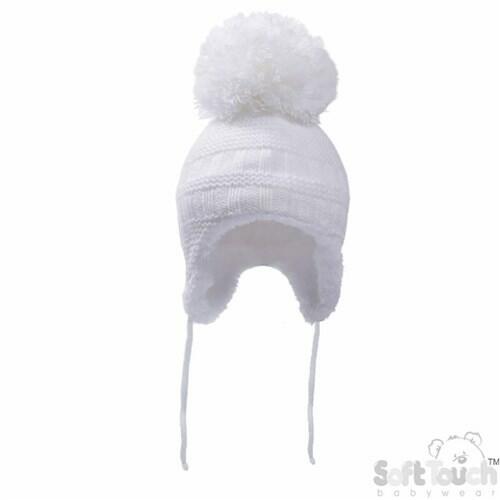 Baby Knitted Pom Pom Hat - White-0