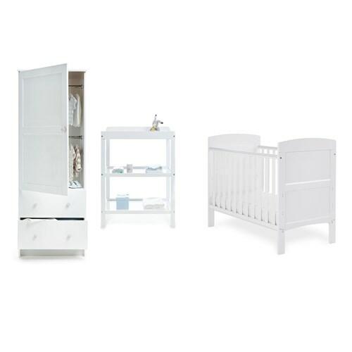 OBaby Grace White Mini Cot Bed 3 Piece Room Set-0