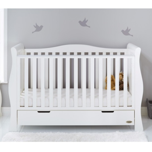 OBaby Stamford Luxe Cot Bed - White with Under Bed Drawer-0