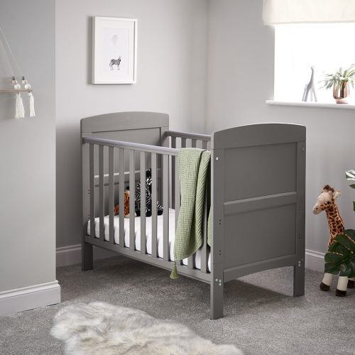 OBaby Grace Taupe Grey Mini Cot Bed-0