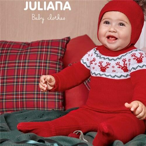 Juliana Red Winter Baby Knitted 3 Piece Set with Hat-0