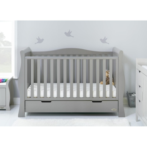OBaby Stamford Luxe Cot Bed - Warm Grey with Under Bed Drawer-0
