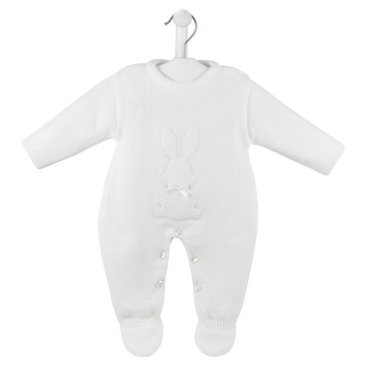 Dandelion Baby White Knitted Bunny Romper-0