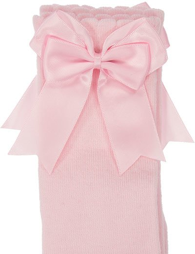 Knee High Baby Pink Double Bow Socks-0