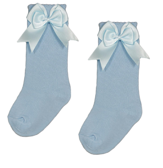 Knee High Baby powder blue Bow Socks-0