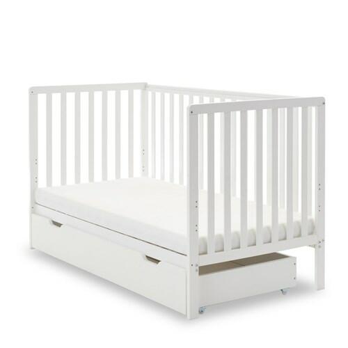 OBaby Bantam Cot Bed in White - With Under Bed Drawer-0