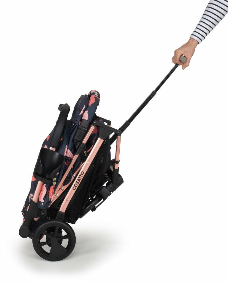 Cosatto Woosh 3 Stroller - Pretty Flamingo folded-1