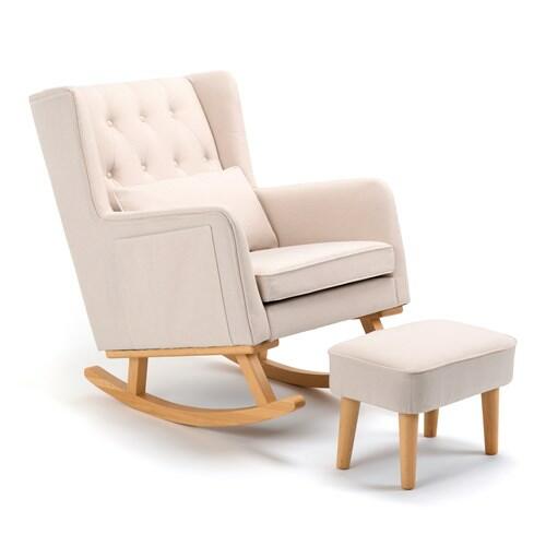 Babymore Lux Cream Nursery Chair with Stool-0