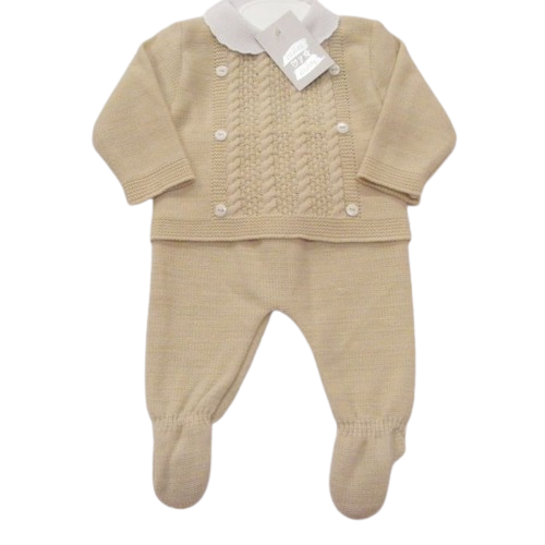 Taupe 2 Piece Unisex Baby Jumper and Trouser Set-0