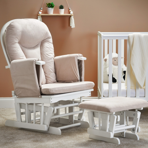 OBaby Reclining Glider Nursery Chair & Stool - Sand-0