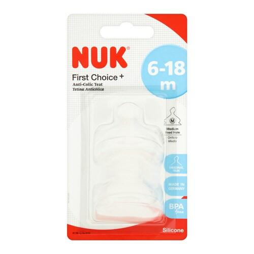 NUK First Choice+ Silicone Teat 6-18m Medium 2Pk-0