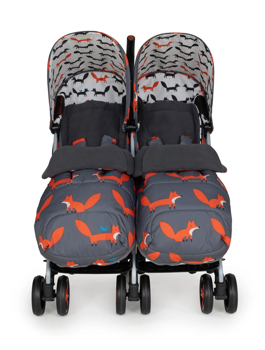Cosatto Supa Dupa 3 Double Stroller - Charcoal Mister Fox-0